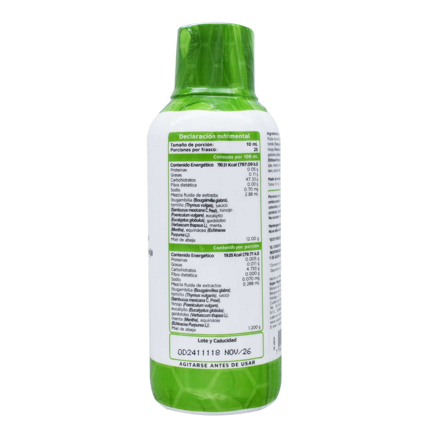 Jarabe Concentrado Con Extractos 250 Ml
