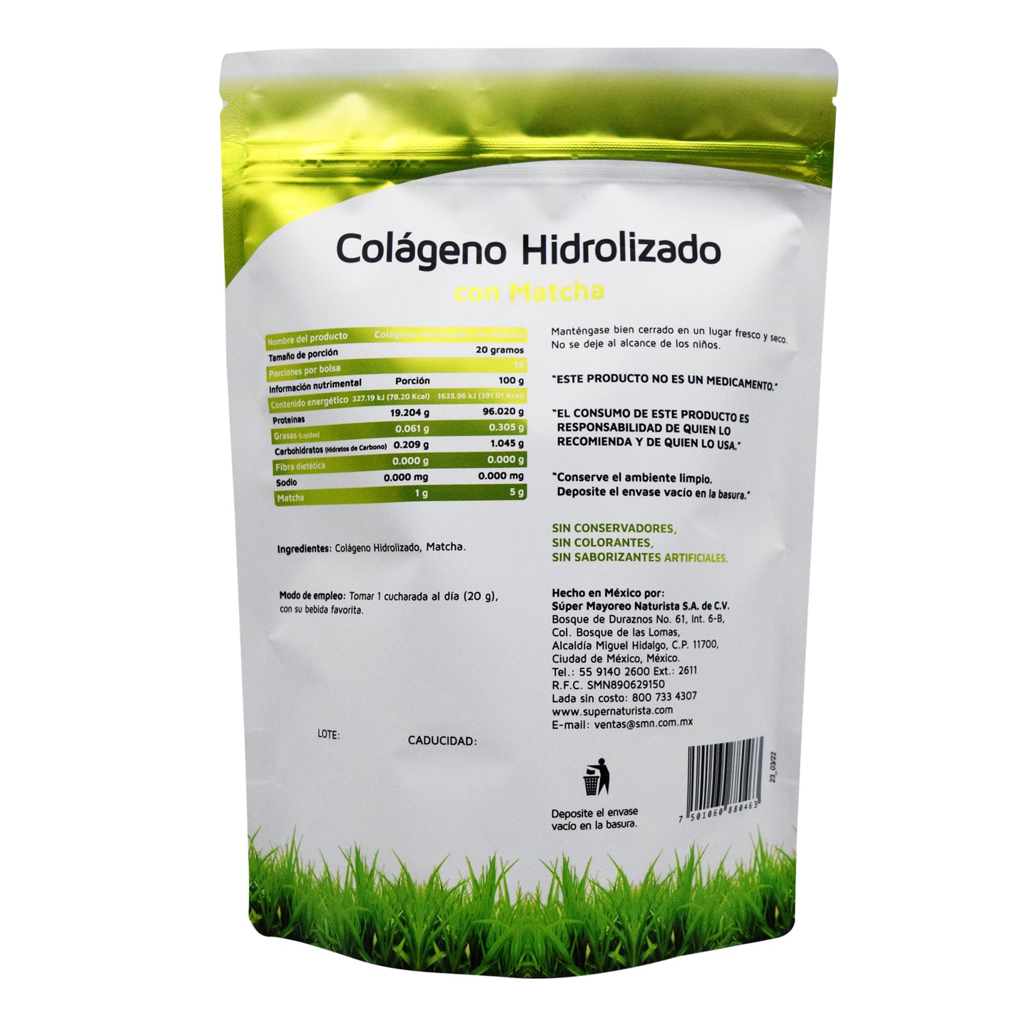 Colageno Hidrolizado Puro Con Matcha 300 G