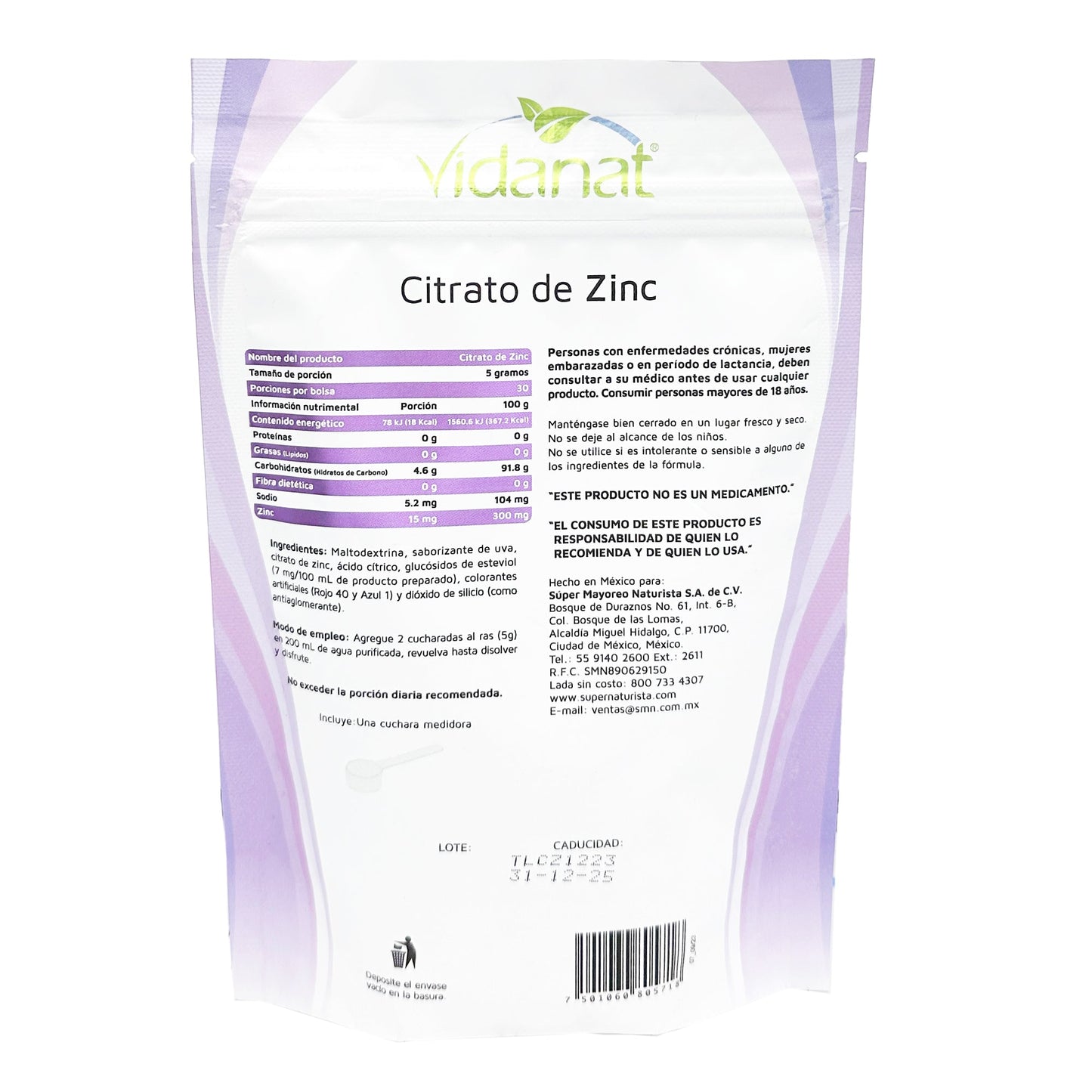 Citrato De Zinc Uva 150 G